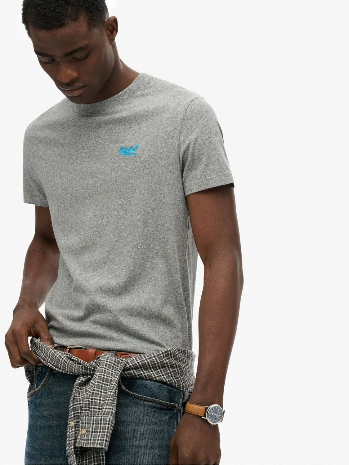 Футболка с логотипом Superdry, серая меланжевая