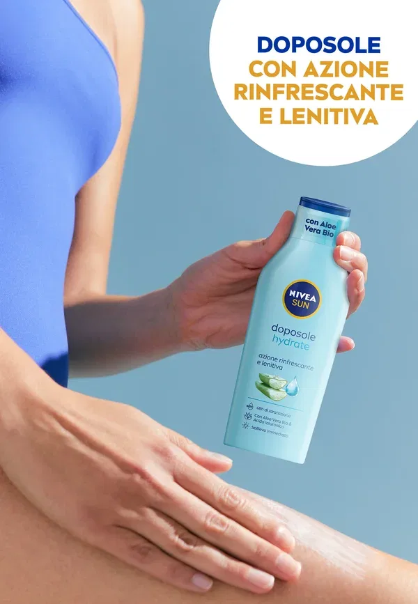 Лосьон после загара с алоэ вера Latte doposole hydrate maxi Nivea, 400 мл, transparent, прозрачный — фото 4