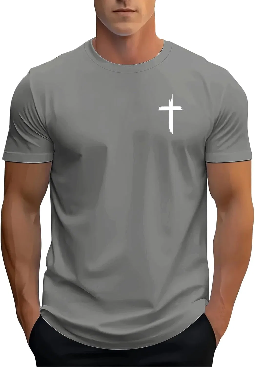 Мужская футболка с крестом Retro Faith, Grey