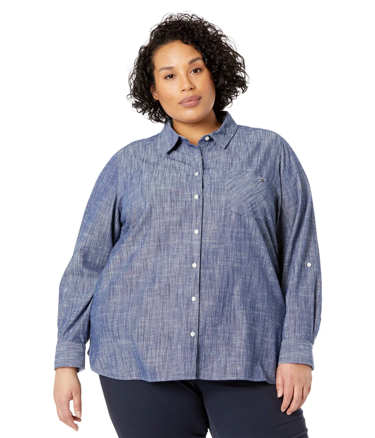 Женская рубашка с регулируемыми рукавами Tommy Hilfiger, Chambray