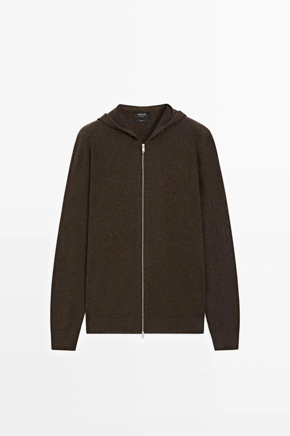 Кардиган Massimo Dutti 100% Cashmere Hooded Knit, коричневый меланж — фото 2