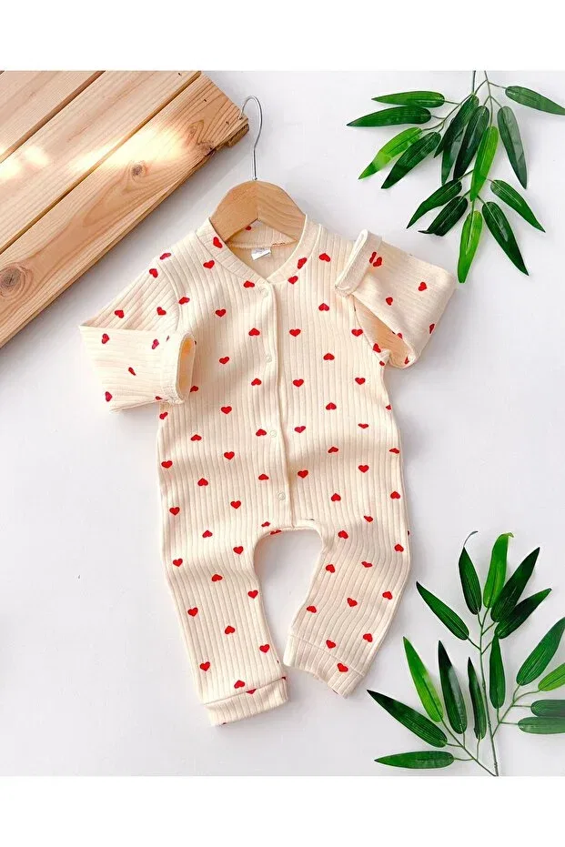 Детский комбинезон с принтом Yukobaby Bebeğiniz Için En Doğalı, Beige