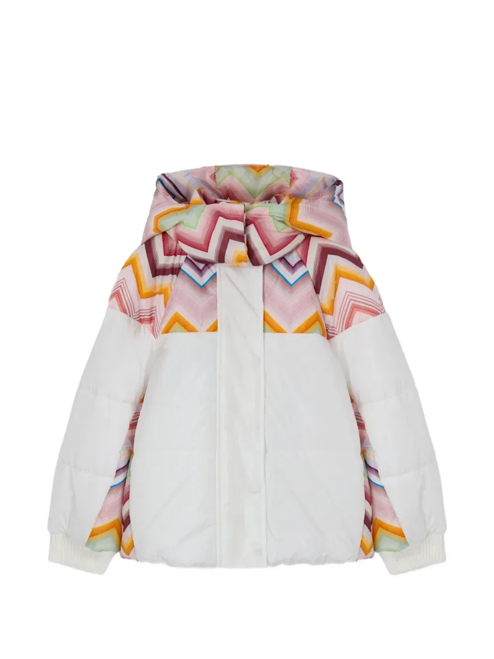Стеганое пальто с принтом зигзаг Missoni Kids, белый
