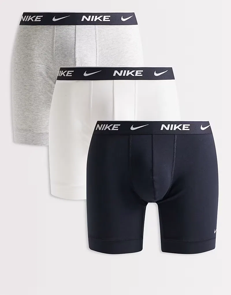 Боксеры-брифы хлопковые стретч 3 шт Nike Essential, черный/серый/белый