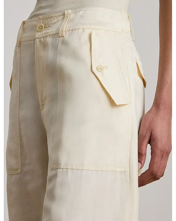 Женские брюки карго из шантунга Ralph Lauren, Winter Cream — фото 4