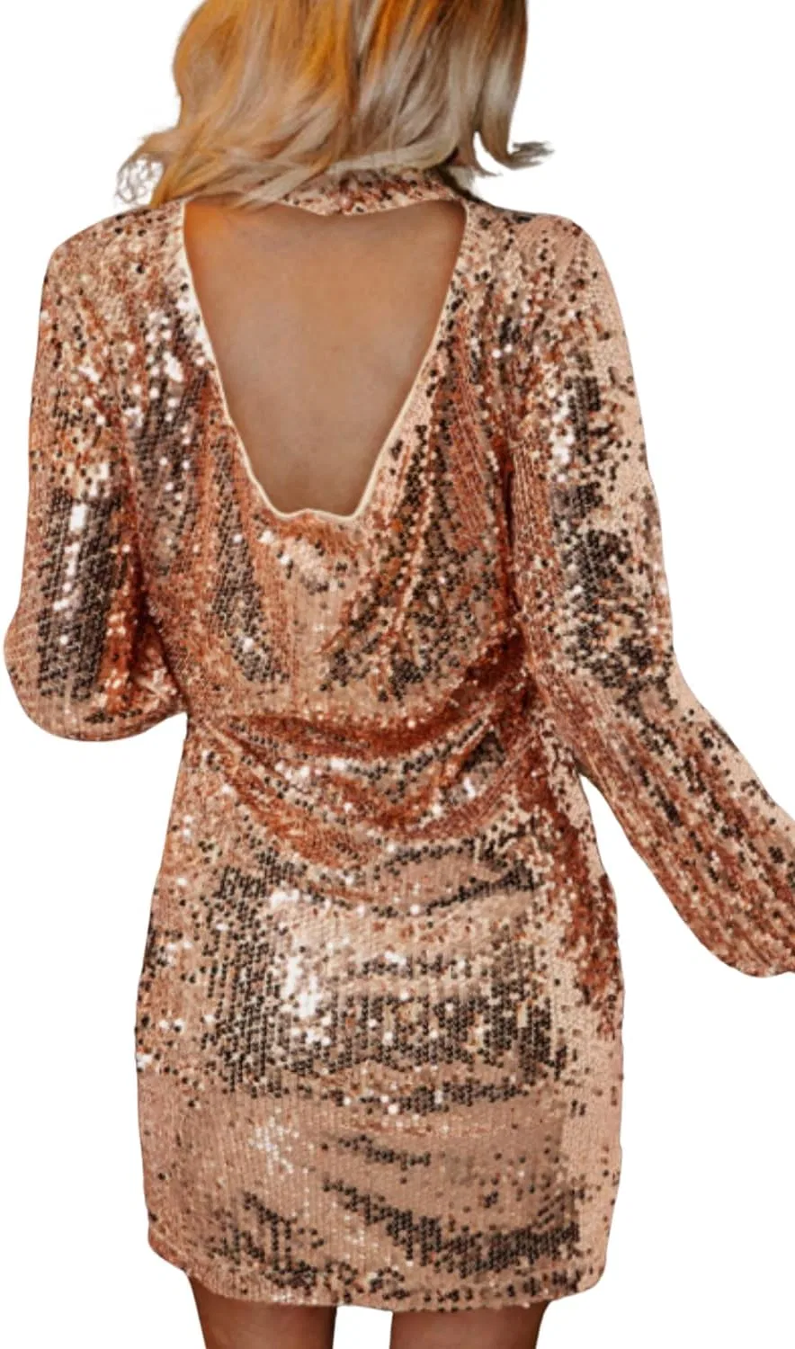 Женское мини-платье с блестками с открытой спиной Global Fashions GC, Gold