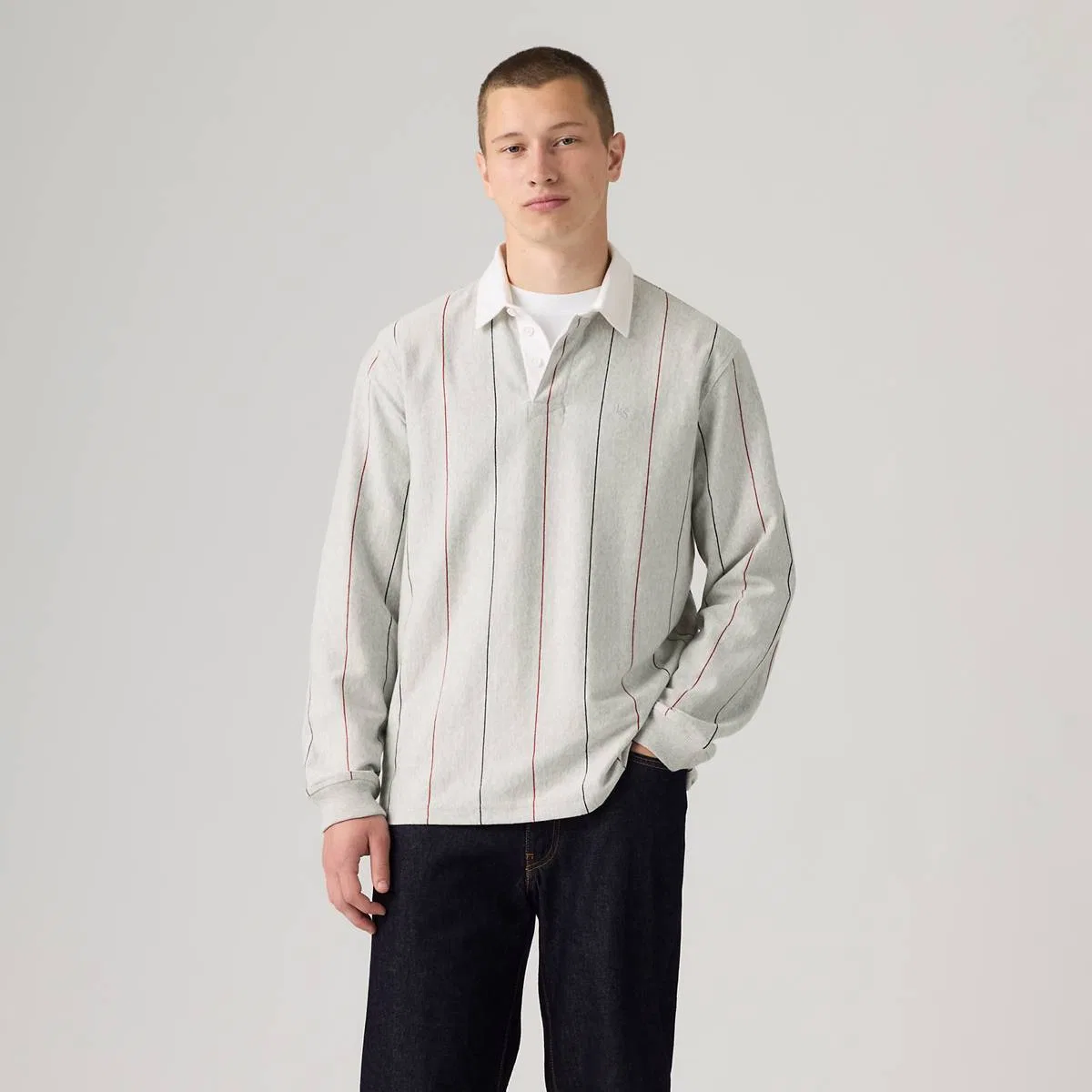 Регбийная футболка Union Levi's, Barrett Stripe Light Grey Heather Emboldened - Grey — фото 3