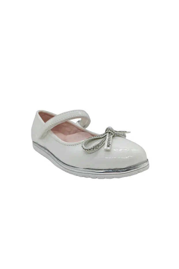 Детские балетки для девочек с ортопедической стелькой Richy Kids, White Patent Leather — фото 2