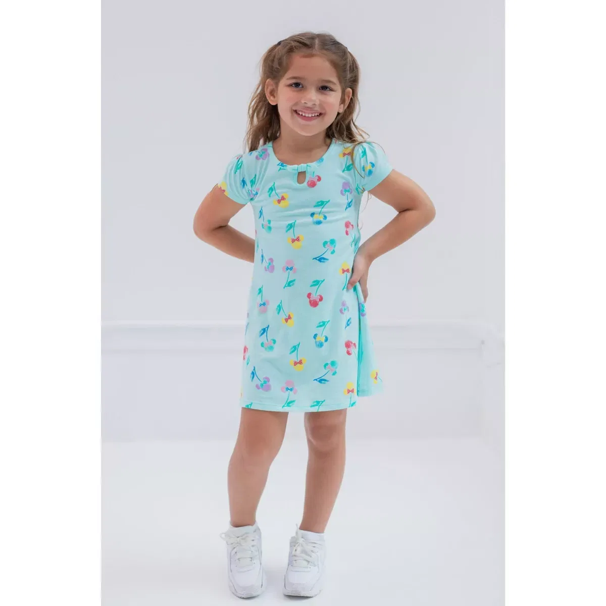 Детское платье для девочек с принтом Minnie Mouse Disney, Turquoise Blue — фото 3