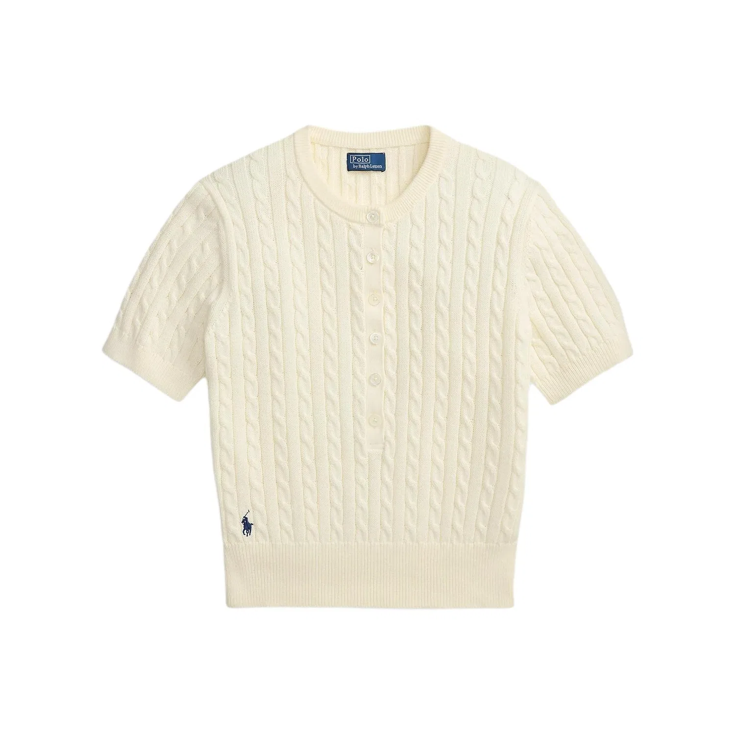 Женский джемпер с воротником-стойкой, прямой крой, Polo Ralph Lauren, Cream
