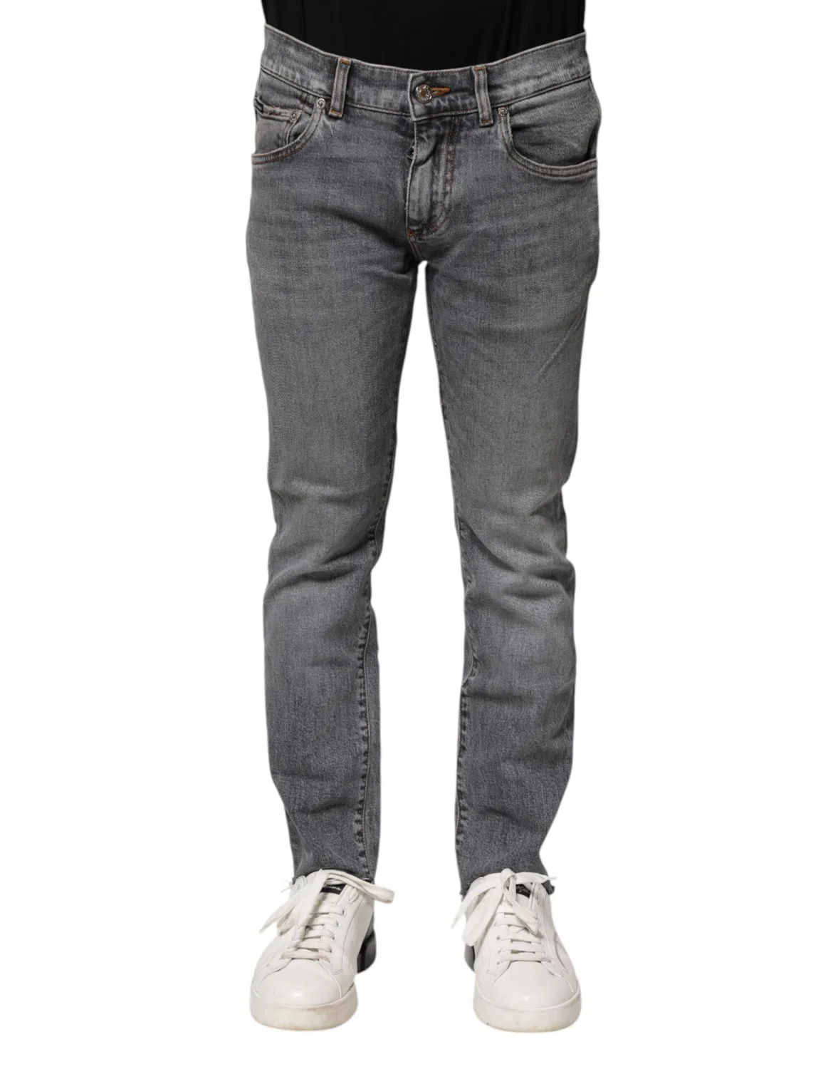 Мужские джинсы-скинни с логотипом Gray Cotton Skinny Dolce & Gabbana, Gray — фото 2