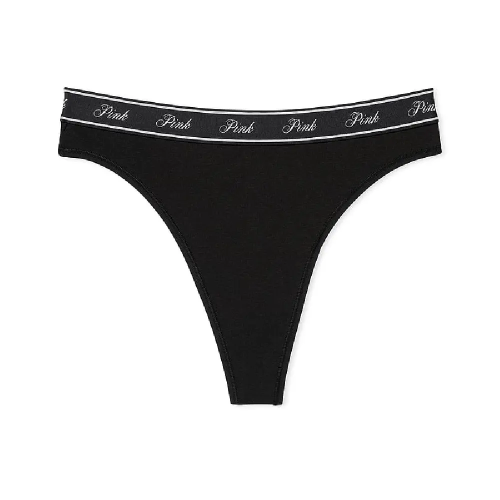 

Трусы Victoria's Secret Pink Logo Cotton High-waist Thong, черный