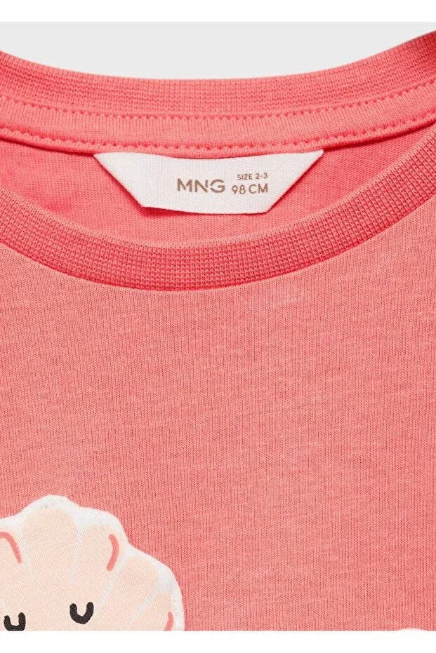 Детское для девочек футболка с тиснением Mango Baby, Coral Red — фото 4