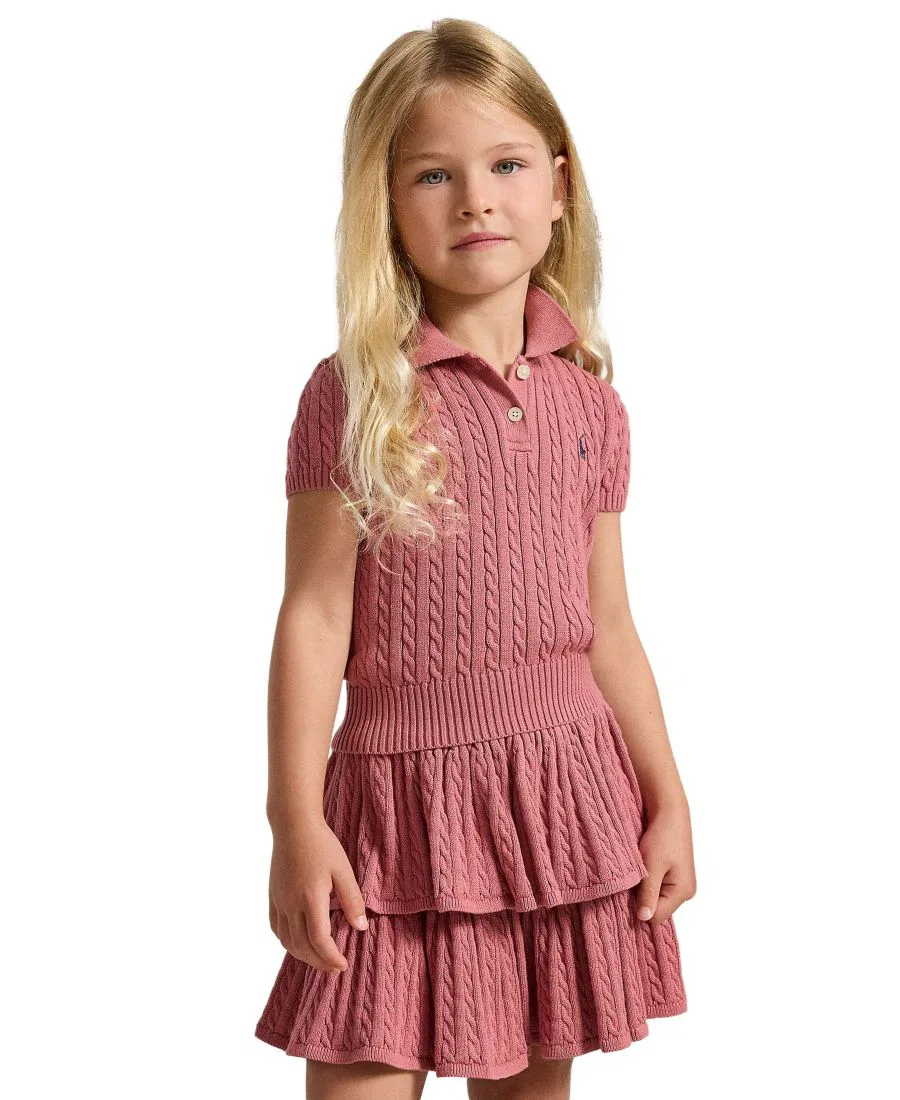 Детское платье-поло с коротким рукавом, модель Polo Sweater Polo Ralph Lauren, Canvas Pink