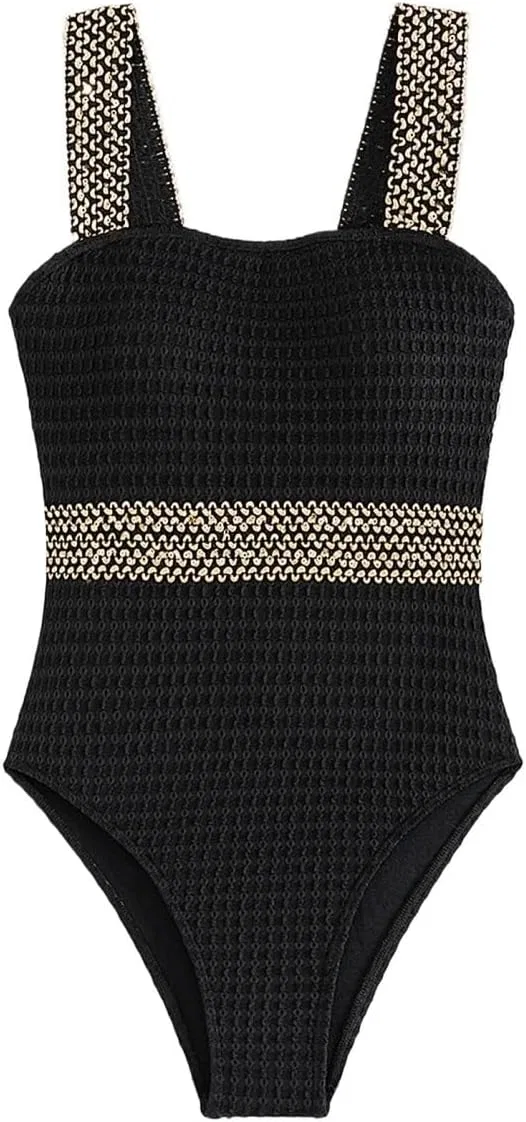 Женский цельный купальник с открытой спиной Elegant, Black