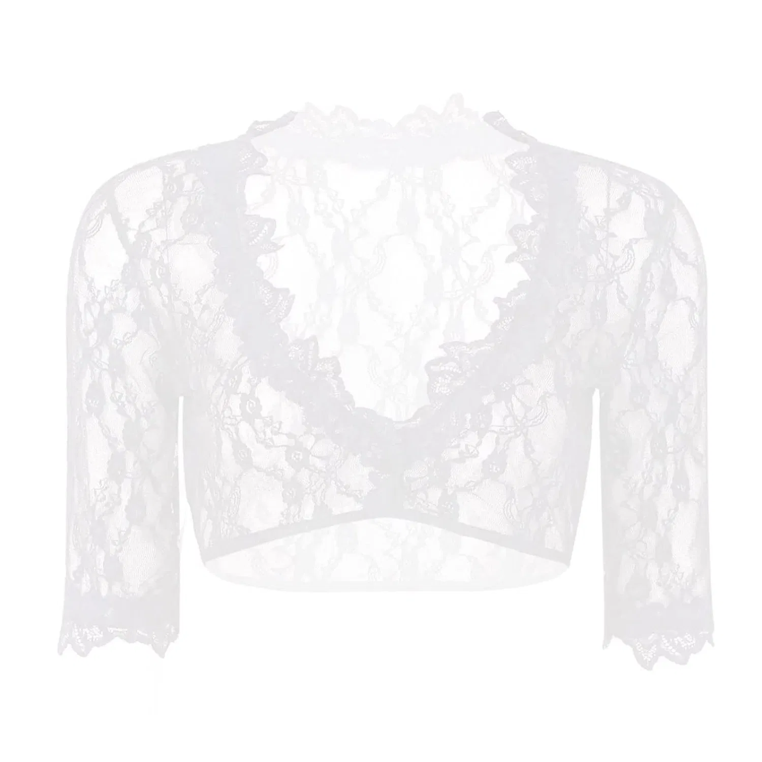 Женская блузка с кружевом Dirndl Women's Lace Blouse, A08 White — фото 4