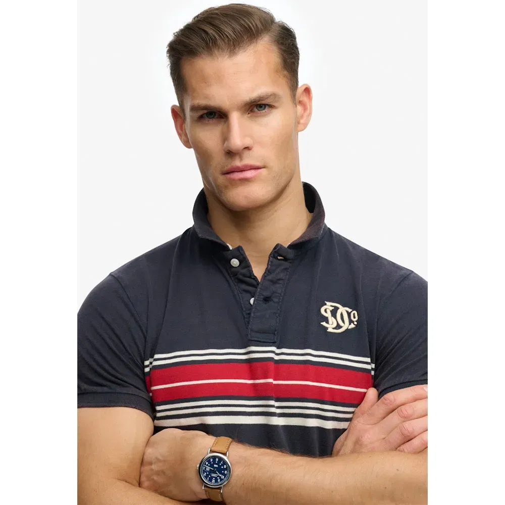 Поло с коротким рукавом Vintage Stripe Jersey Superdry, синий — фото 4