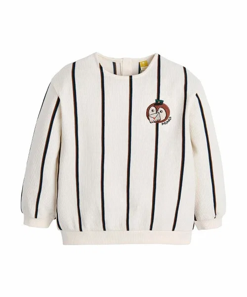 Детская футболка с длинным рукавомс принтом и вышивкой Re T-Shirt moimoln, Ivory