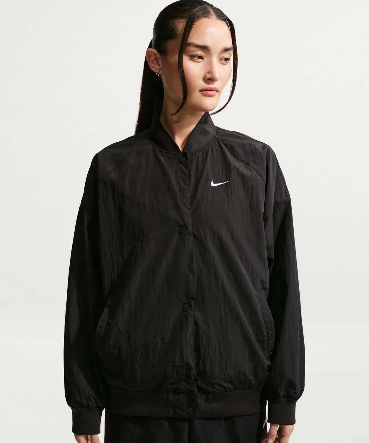 Женская куртка-бомбер свободного кроя с логотипом NIKE, Black
