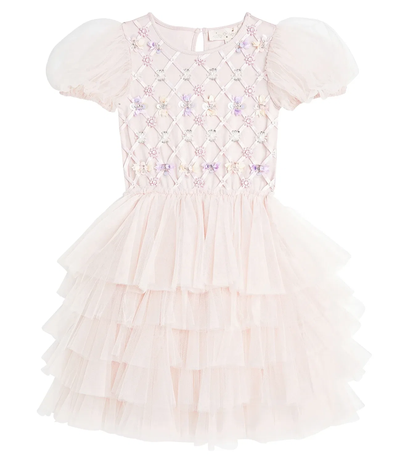 Украшенное тюлевое платье Floral Lattice Tutu Du Monde, розовый