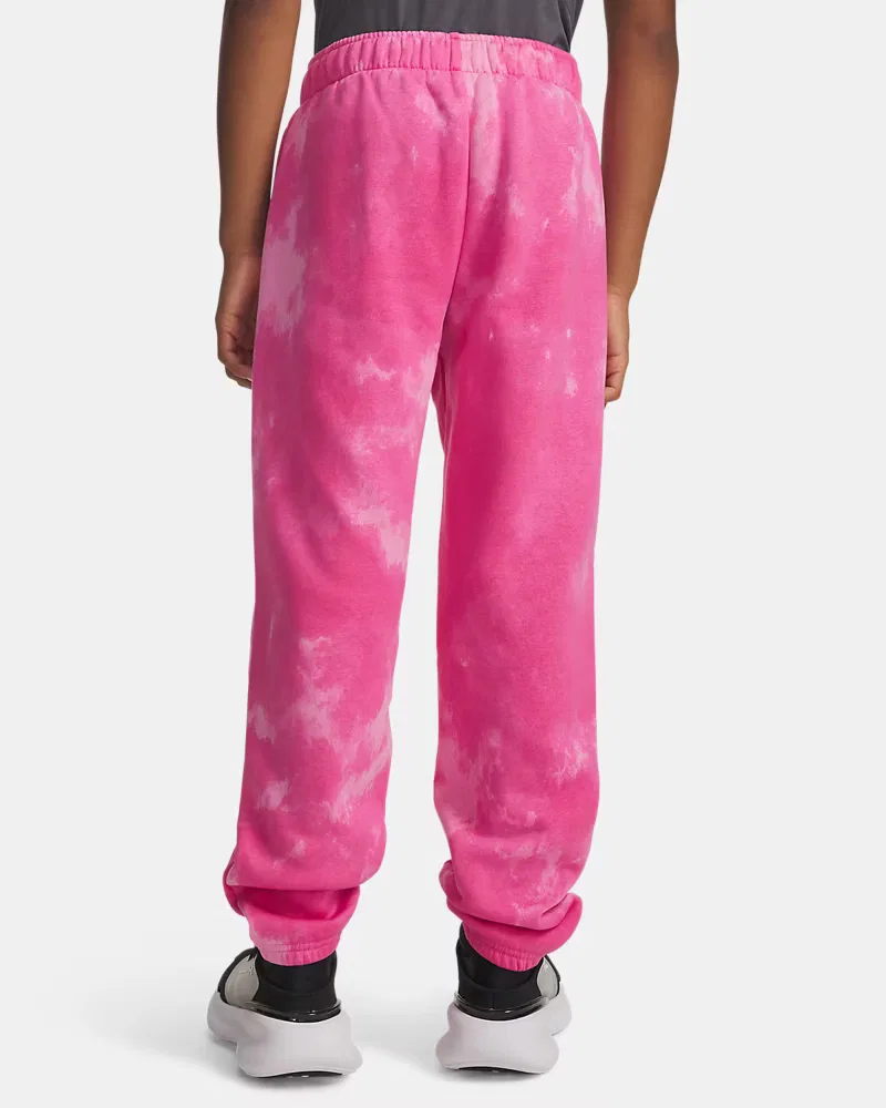 Детские штаны на флисе с начесом, внутренний шов 63,5 см, UA Icon UnderArmour, Pink Frenzy/Black — фото 2