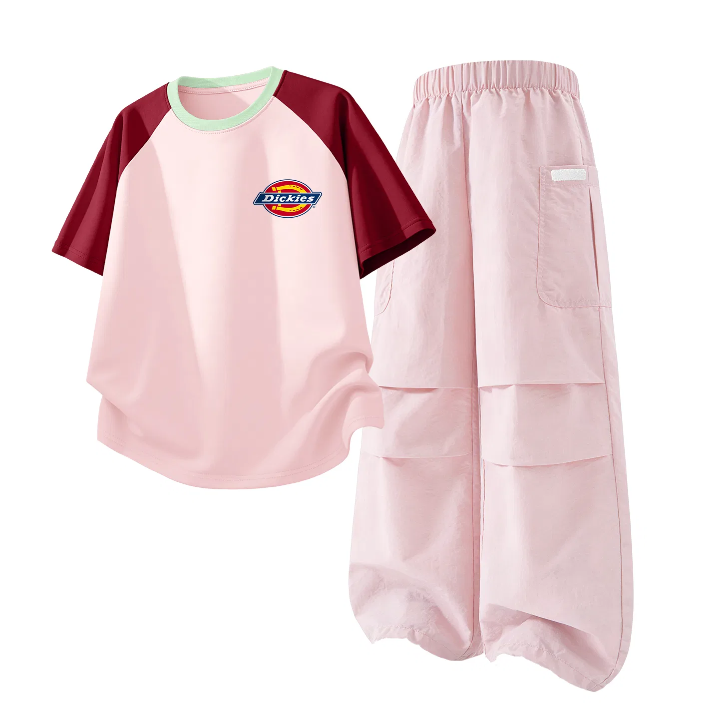 Детский спортивный костюм с круглым вырезом Dickies, Standard K Red Pink+Solid Color Fir Pink