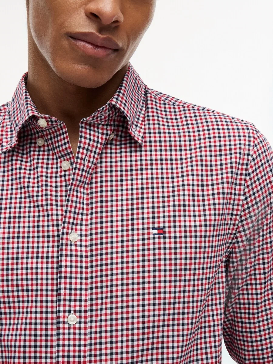 Рубашка на пуговицах TOMMY HILFIGER прямого кроя, цвет «Regular Fit Flex Gingham», красная — фото 2