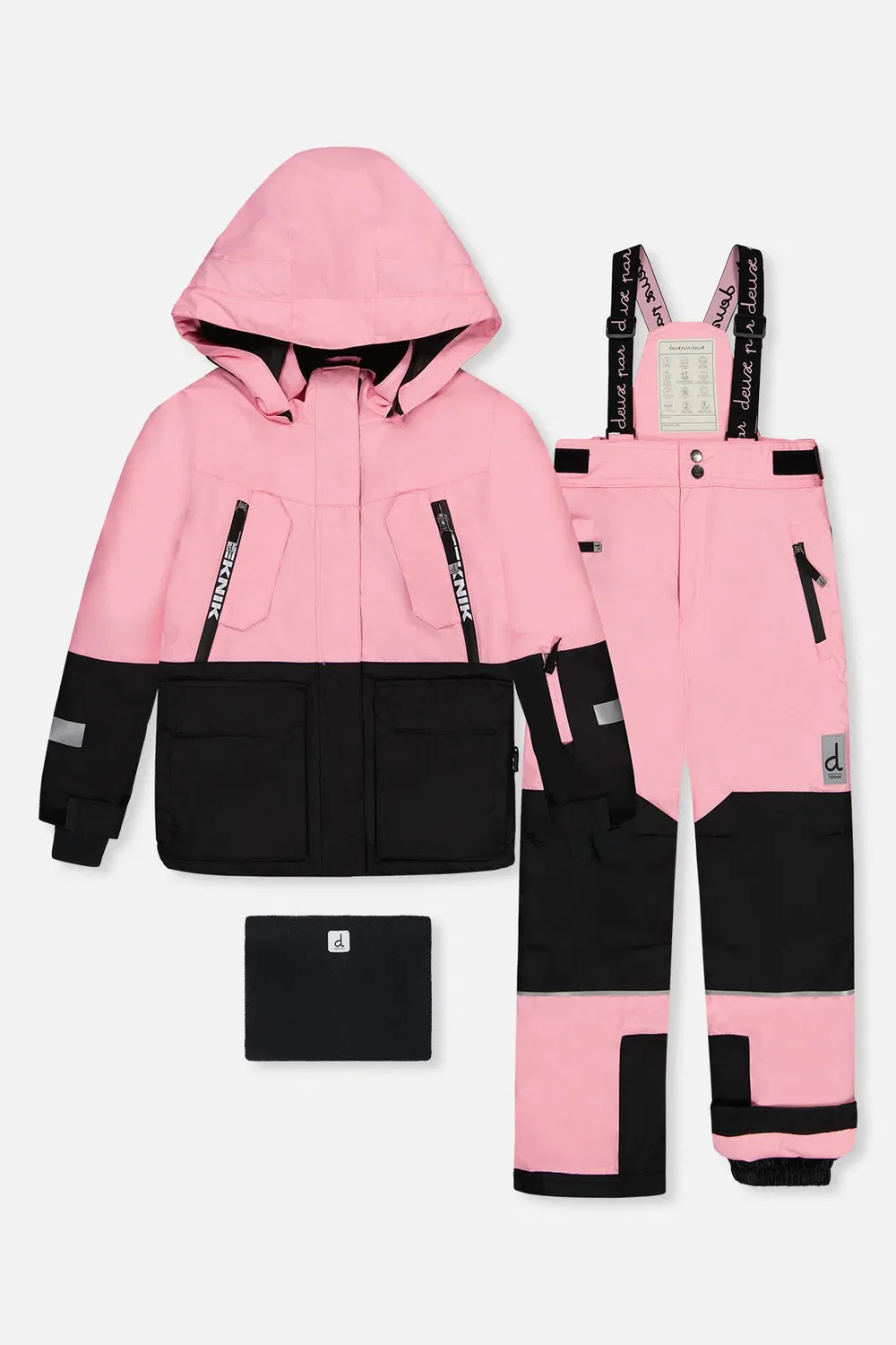 Детский зимний комбинезон из двух предметов утепленный Two Piece Teknik Snowsuit Deux par Deux, розовый
