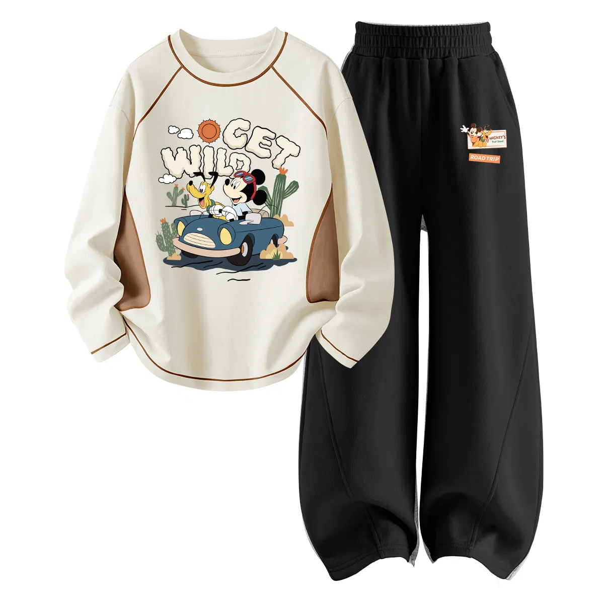 Детский спортивный комплект для девочек с принтом Disney, Diqi Ying Apricot+Di Happy Standard K Black