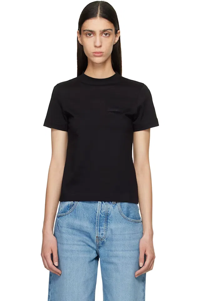 Черная футболка с корким рукавом из грос-грейн Jacquemus