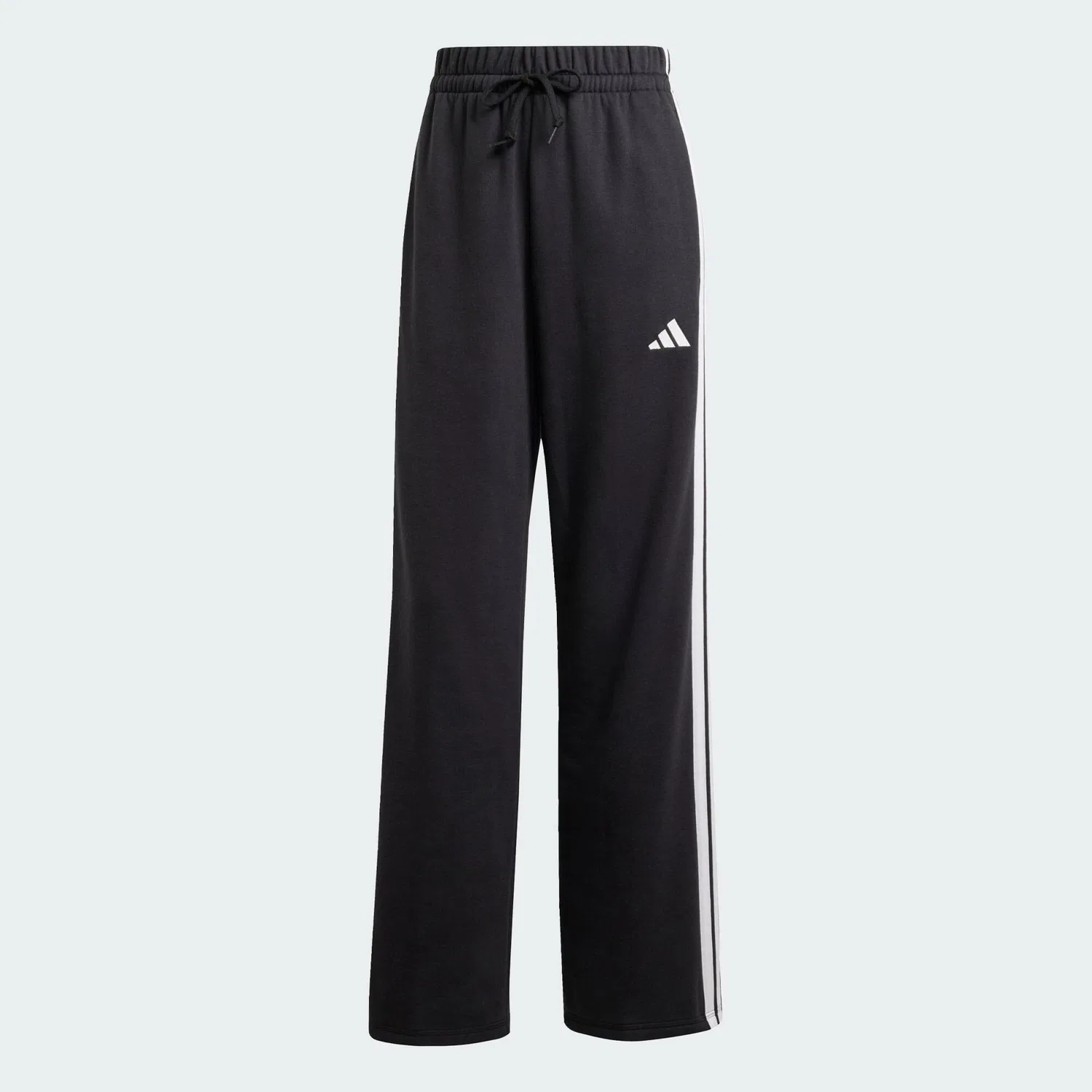 Женские спортивные штаны с 3-полосным дизайном Essentials 3-Streifen Open Hem French Terry Hose Adidas, Schwarz Weiss — фото 2