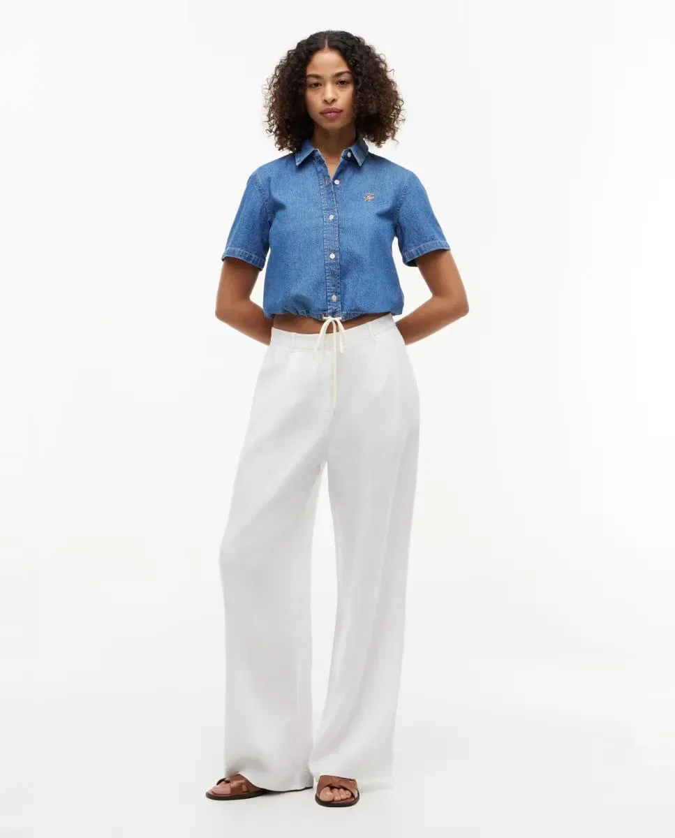 Женская джинсовая рубашка с коротким рукавом Tommy Hilfiger, Azul — фото 2