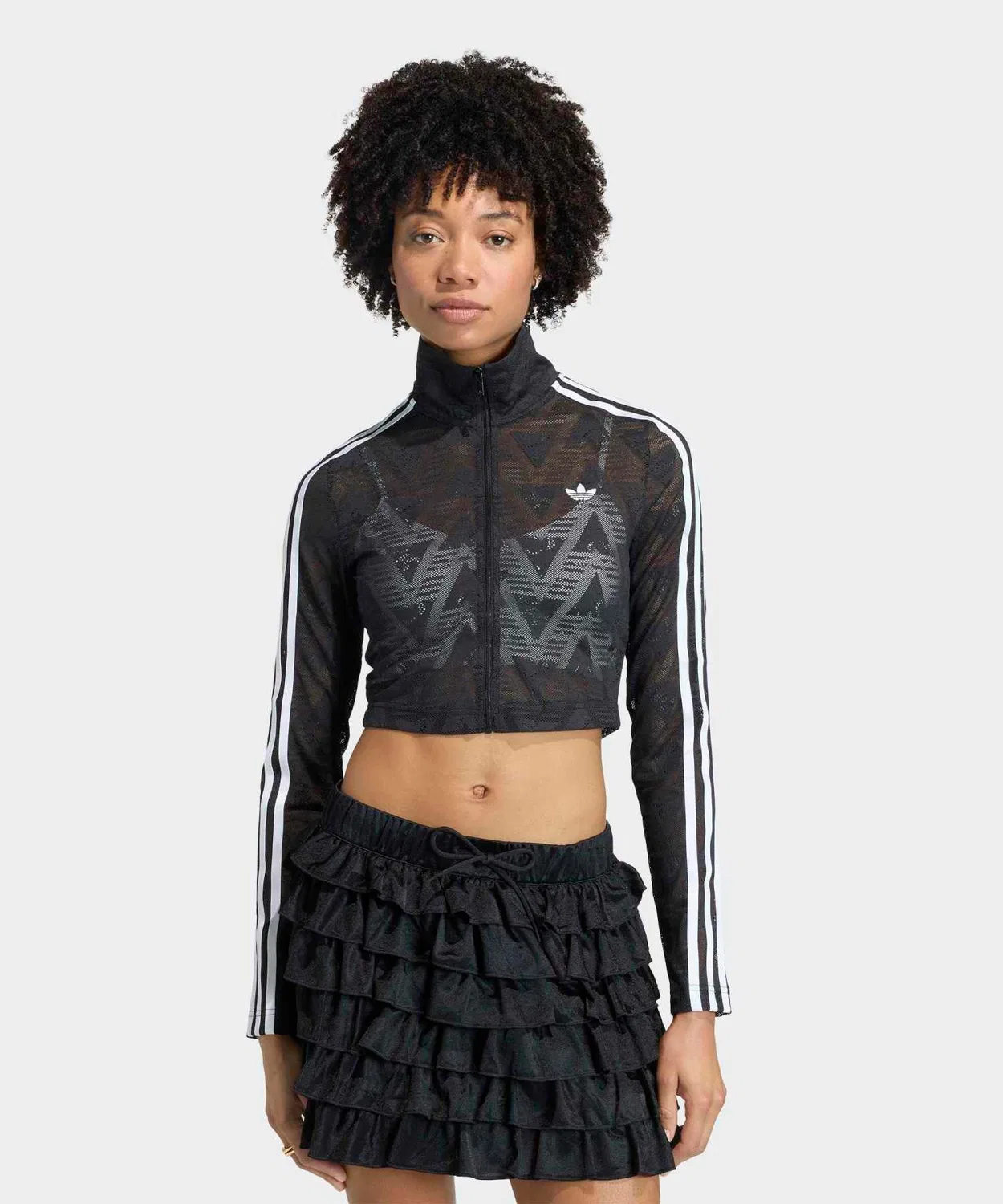 Женский трек-топ с молнией и высоким воротником Firebird Classic Lace Track Top Adidas, Black — фото 3