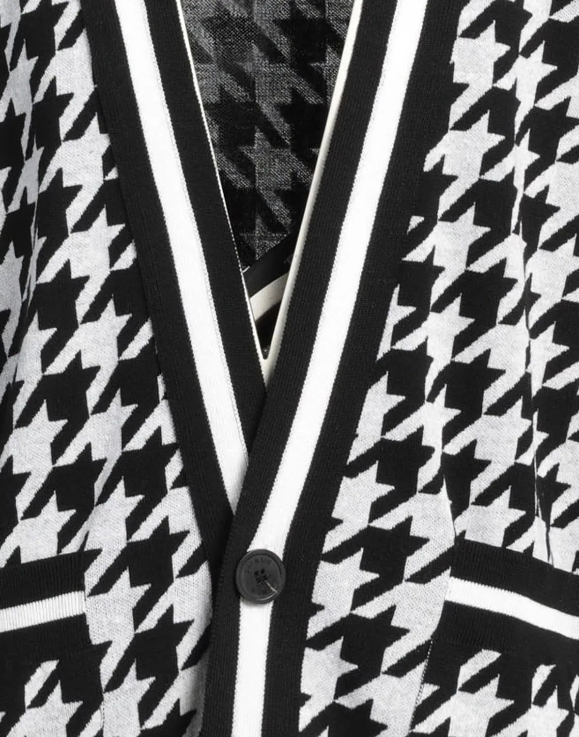 Мужской кардиган с принтом "гусиная лапка" Balmain, черный — фото 4
