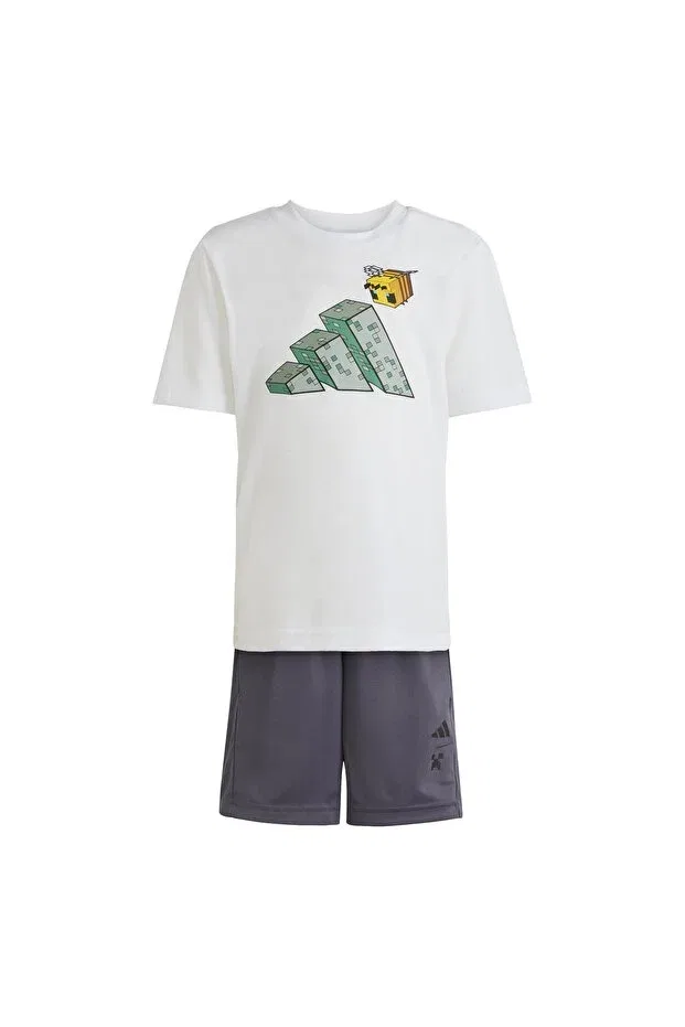 Детский спортивный костюм для мальчиков с принтом Minecraft training summer suit Adidas, White — фото 2