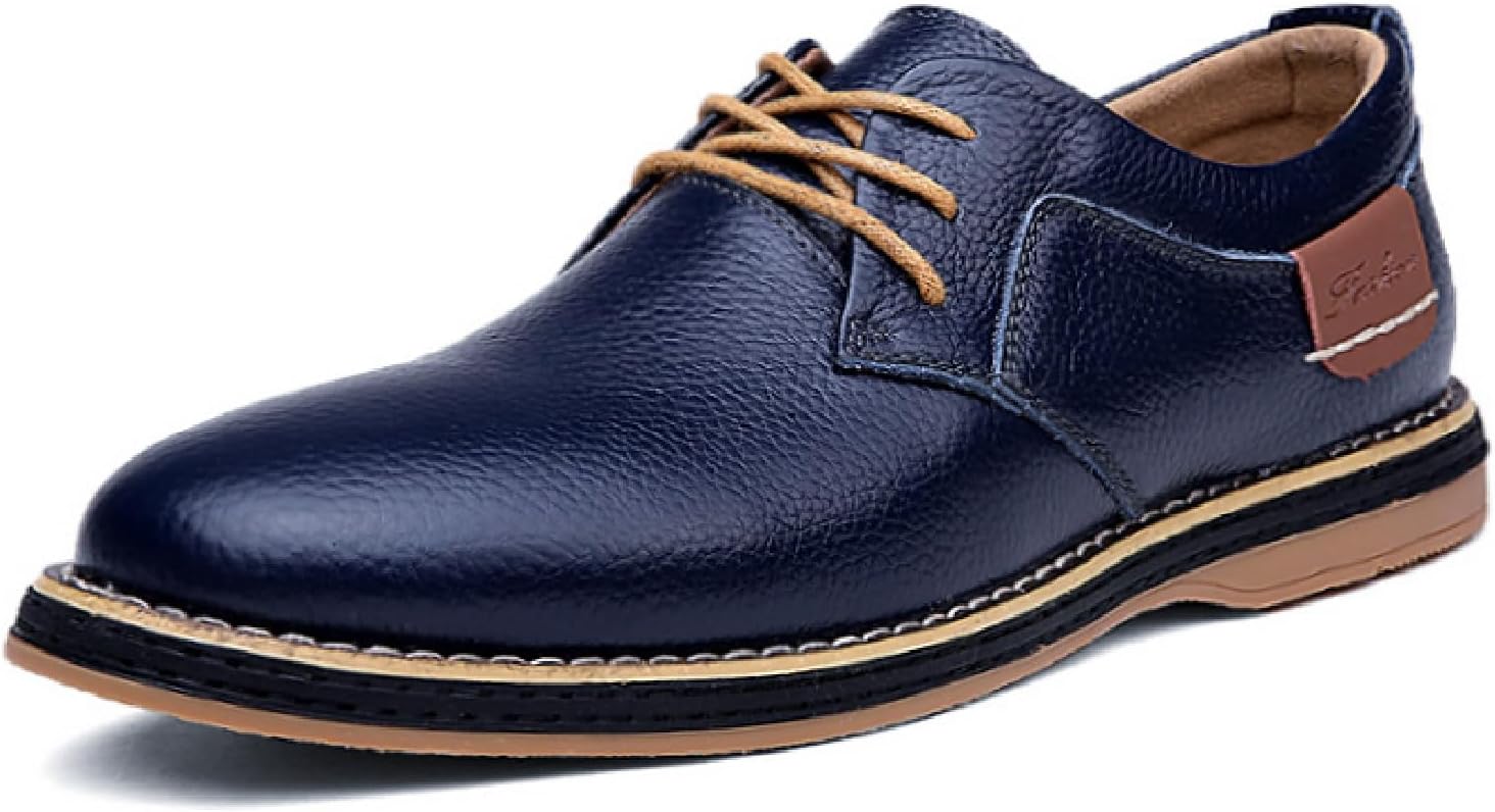 

Мужские повседневные оксфорды из кожи с ручной строчкой, классические шнурованные, с противоскользящей подошвой, деловые туфли на платформе для свадьбы, офиса, вождения и прогулок Loveheynew, синий