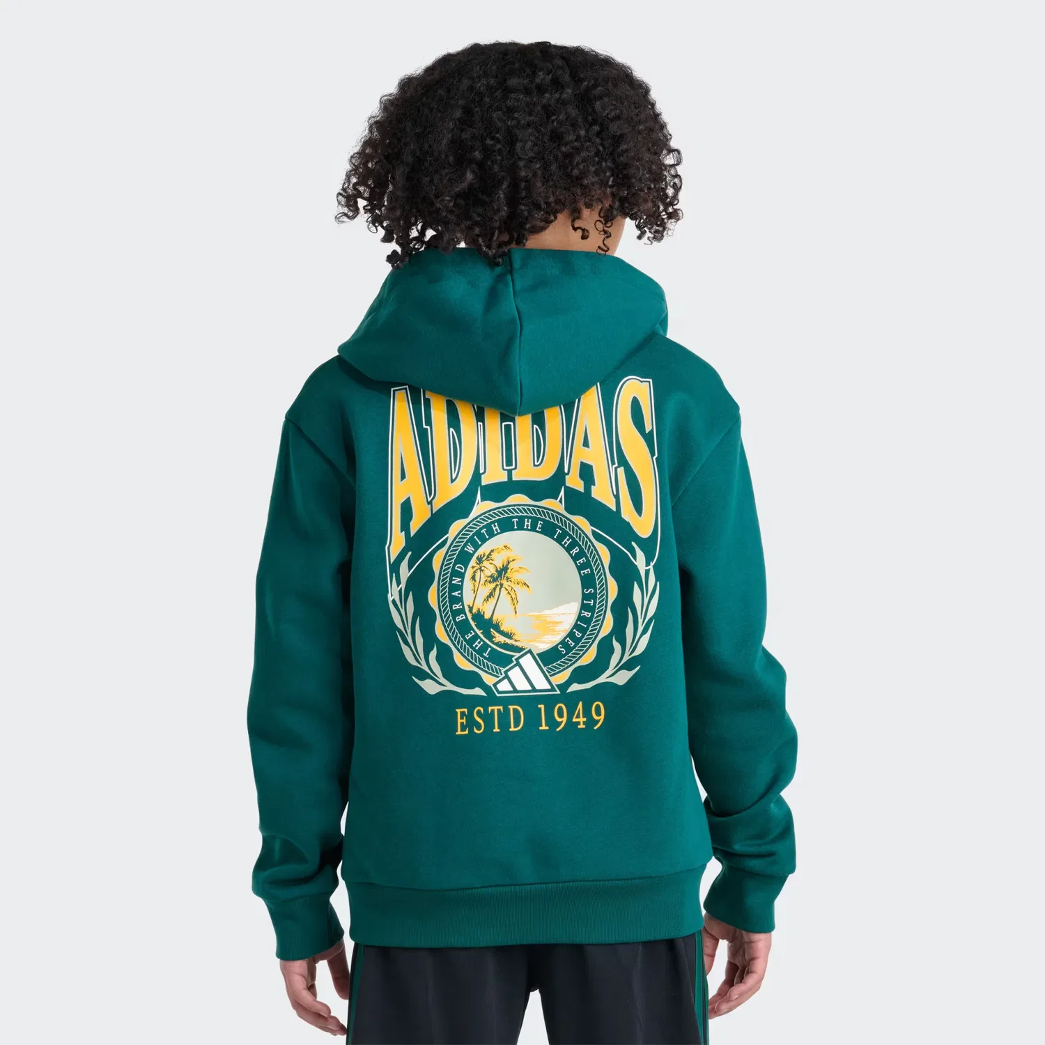 Детская толстовка с капюшоном и принтом Adidas Sportswear, темно-зеленый — фото 2