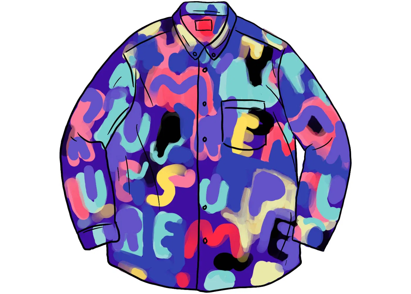 Мужская рубашка с принтом Painted Logo Supreme, Royal