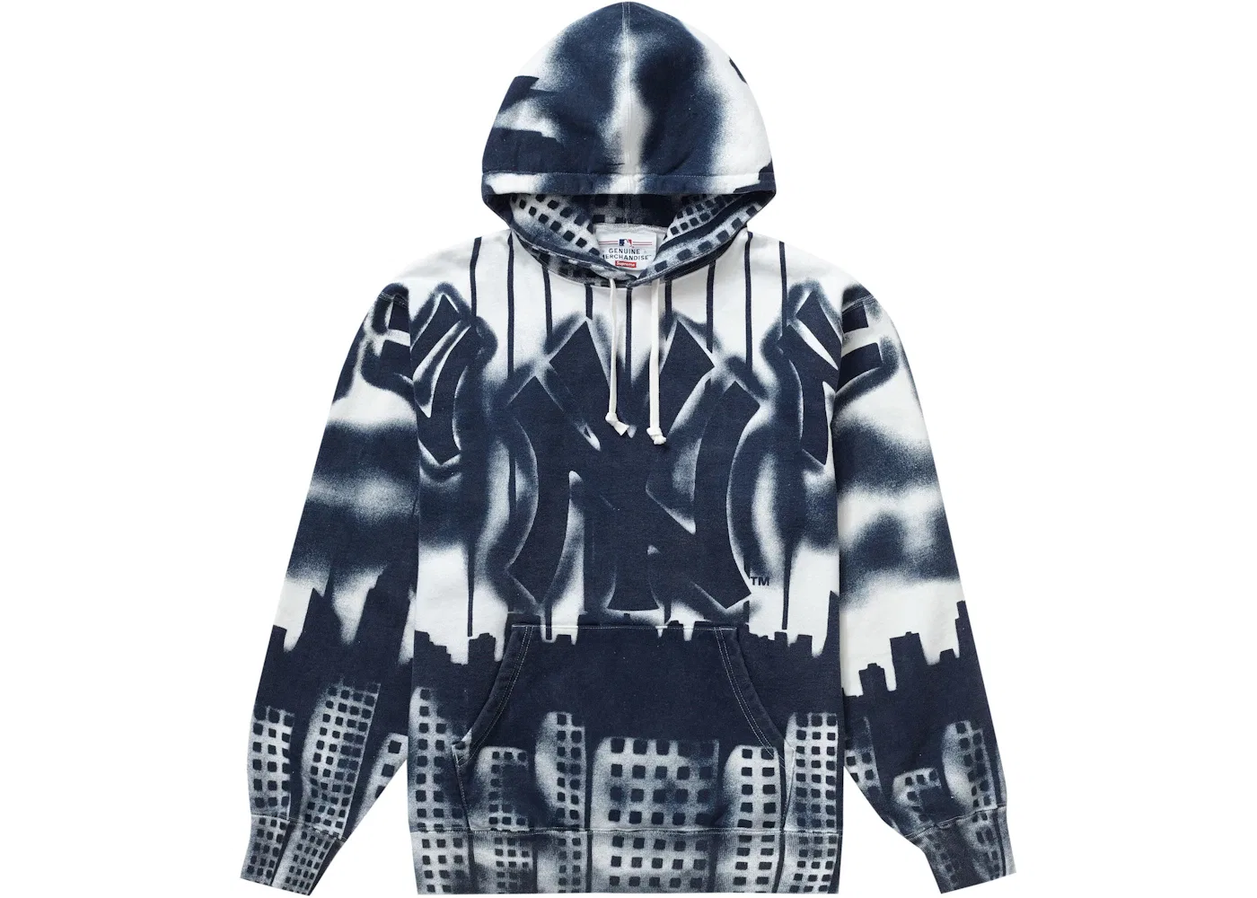 Мужской худи с принтом Supreme x New York Yankees Airbrush, White