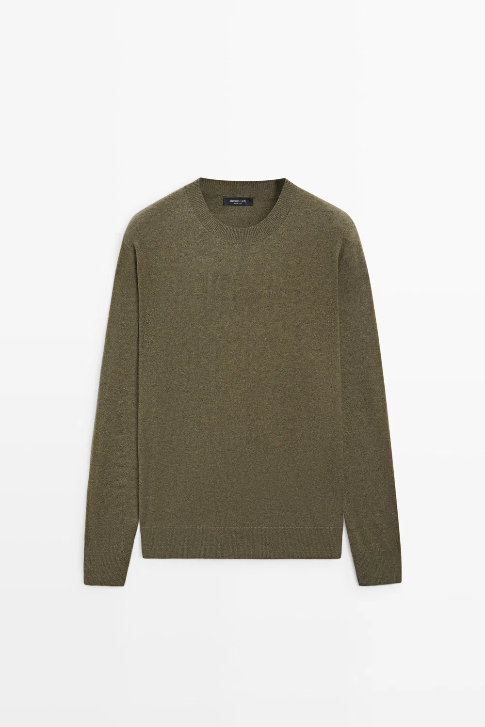 Свитер Massimo Dutti Wool Blend Round Neck Knit, темно-зеленый — фото 2