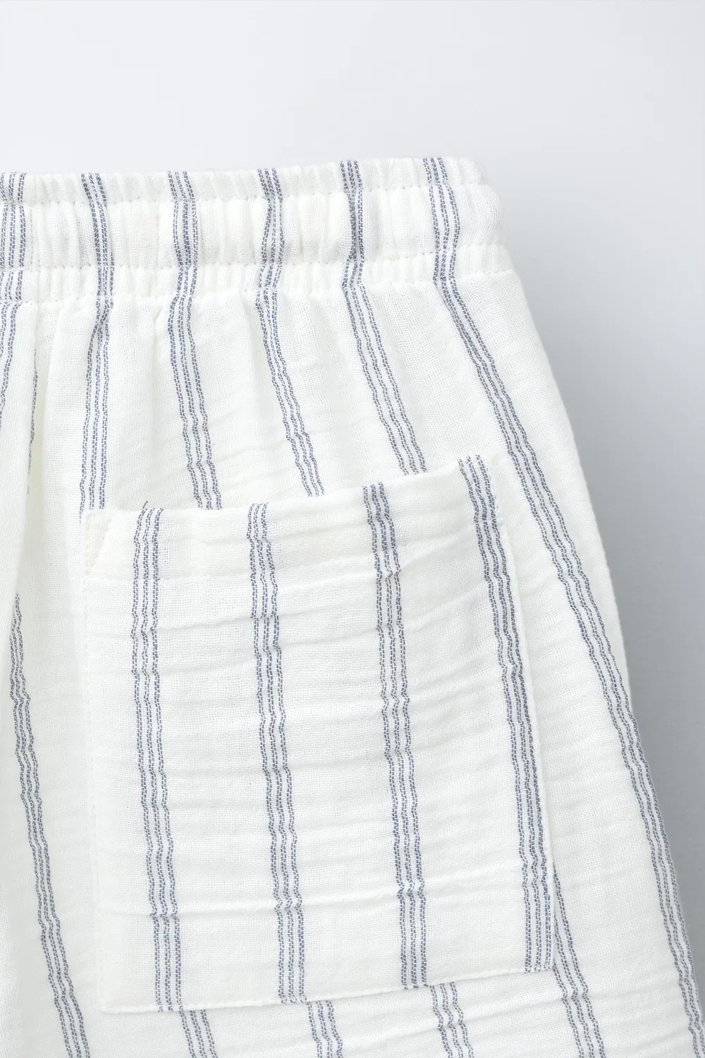 Полосатые текстурированные бермудские шорты ZARA, Light Ecru — фото 4