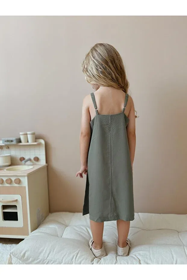 Детское платье для девочек хлопковое Yigit Butik, Khaki — фото 2