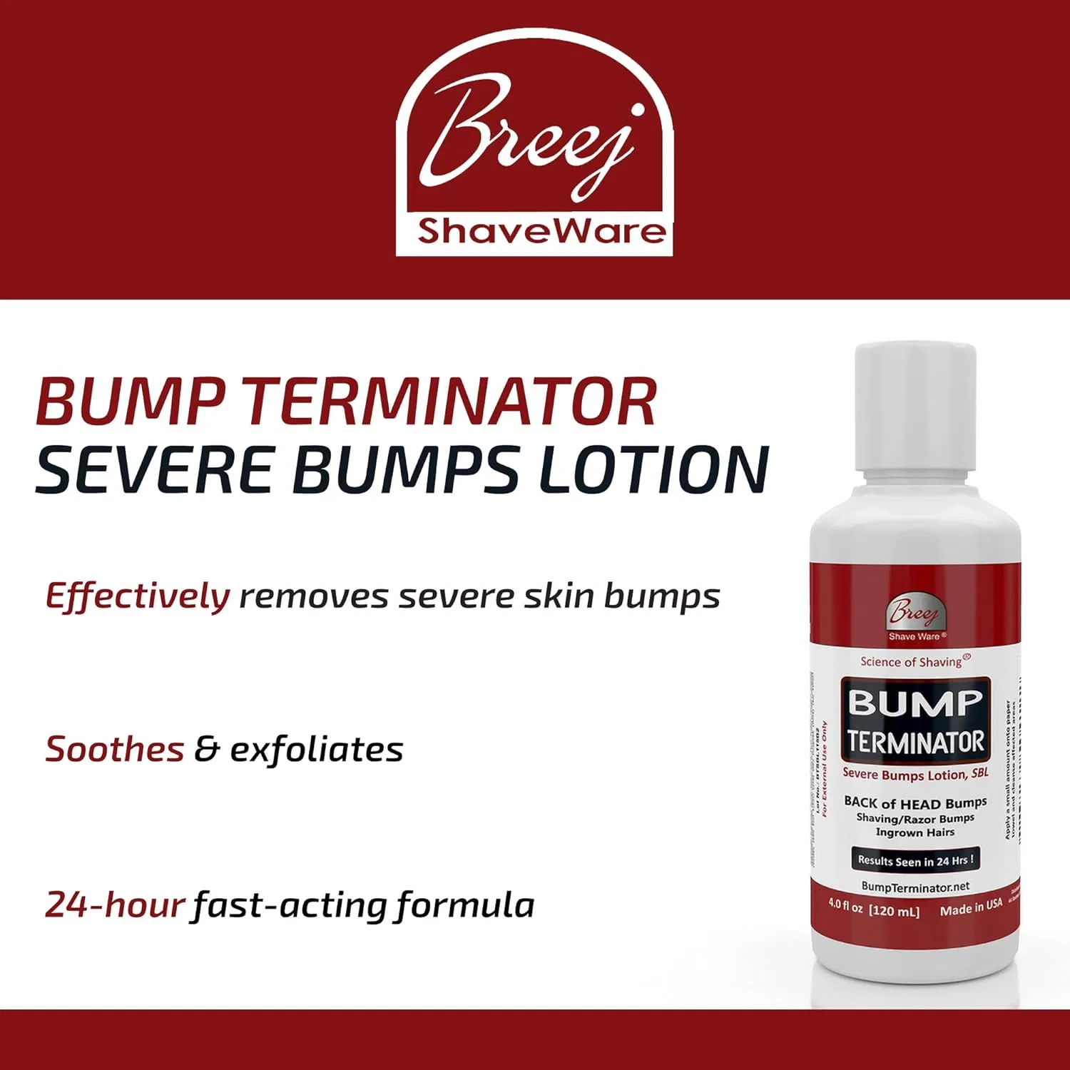 Лосьон от шишек Bump Terminator Severe Bumps, 120 мл, BREEJ — фото 2