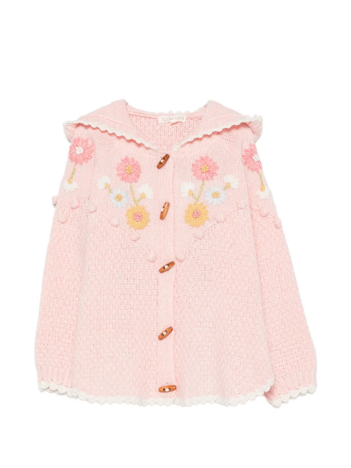 Кардиган с цветочной вышивкой и капюшоном Louise Misha Kids, розовый