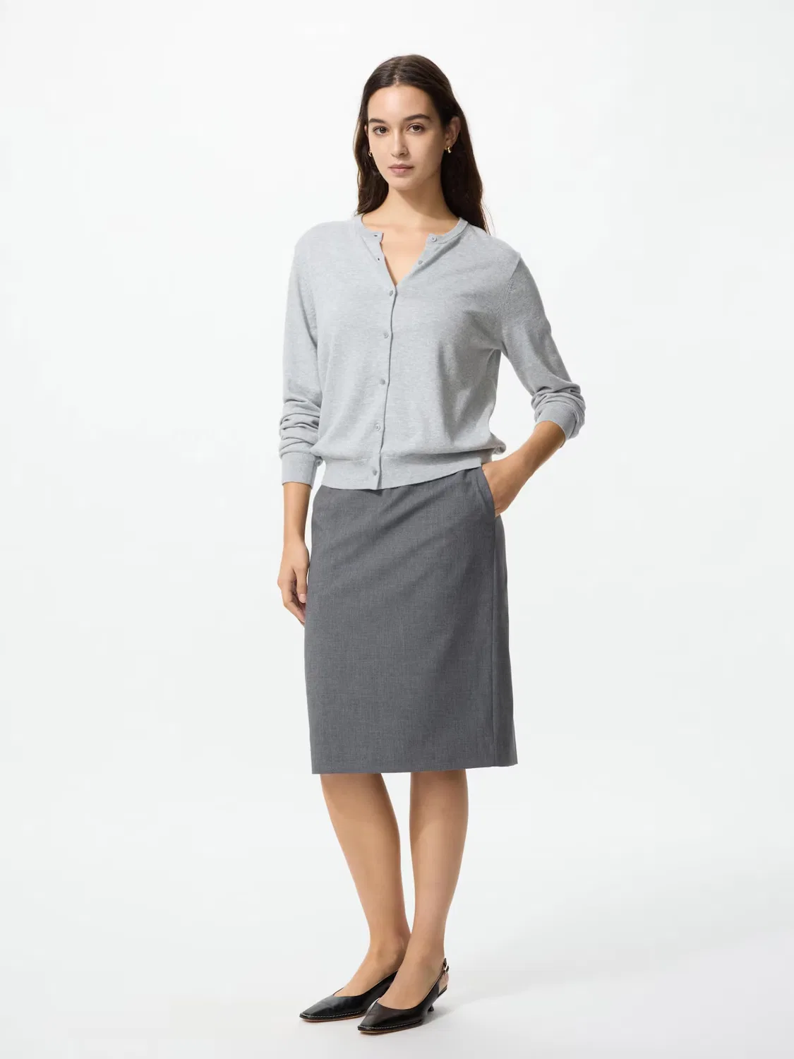 Юбка Uniqlo, длинная, серый