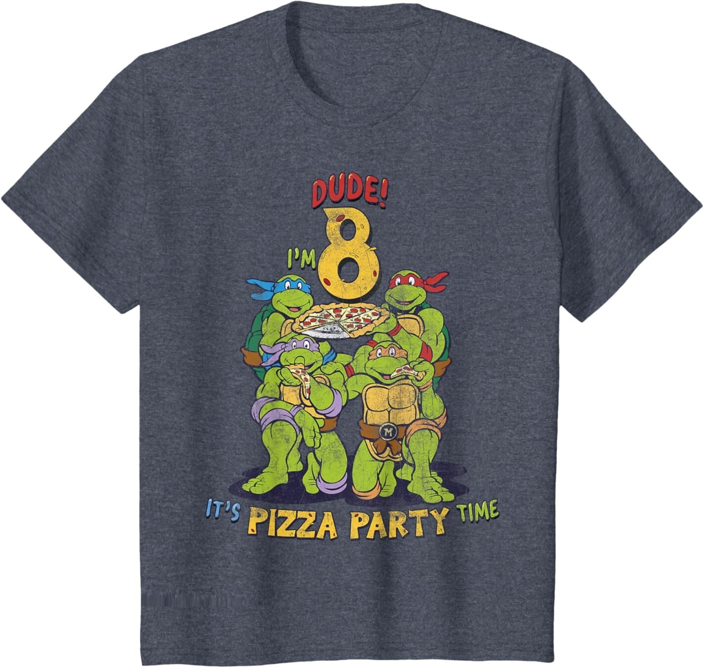 

Футболка для подростков Teenage Mutant Ninja Turtles I'm 8 Dude Pizza Birthday Party, синий вереск