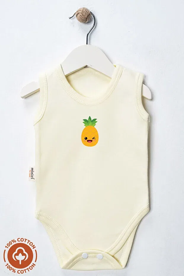 Детское боди без рукавов 6-предметный набор Cute Fruit Printed Miniel Organic, Pink — фото 4