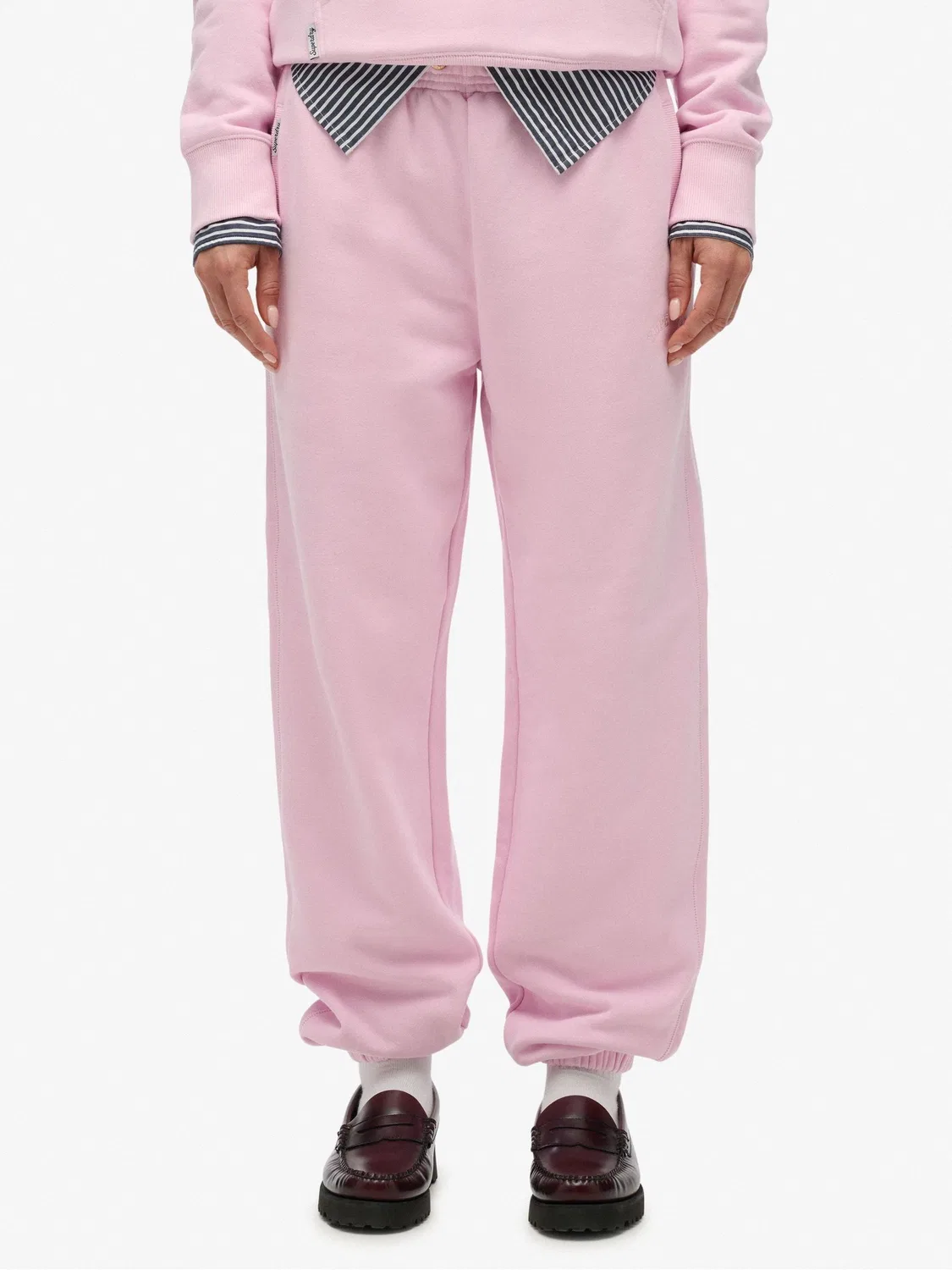 Джоггеры tapered fit, Essential Logo Superdry, розовый — фото 4