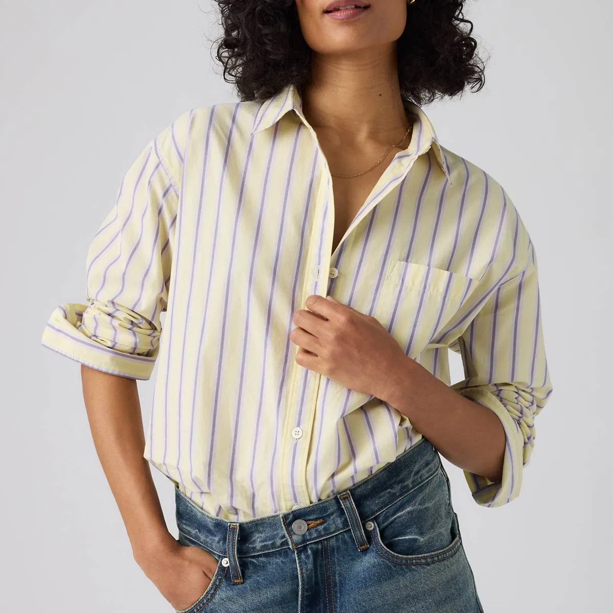 Рубашка парня Harlie на пуговицах Levi's, Costanza Stripe French Vanilla - Multi-Color — фото 2