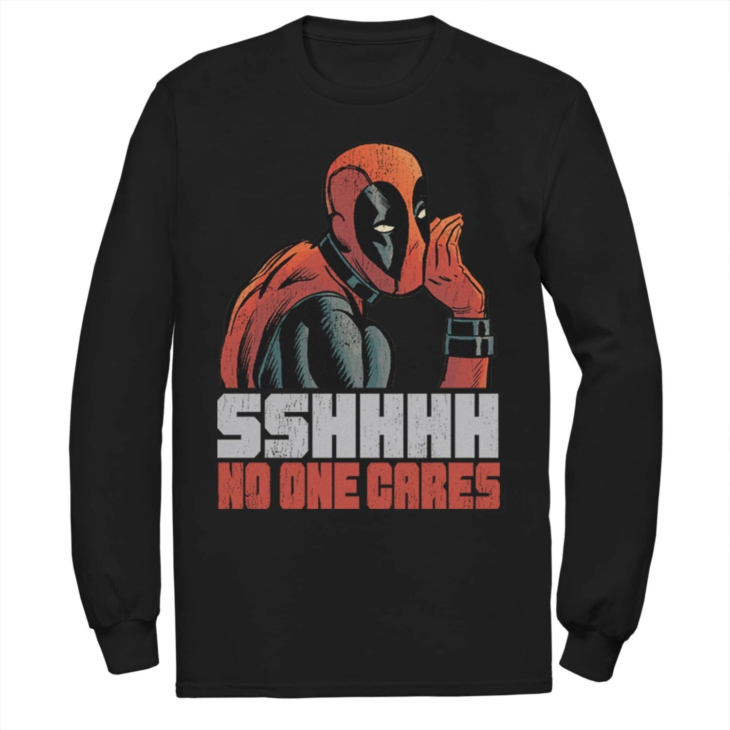 

Мужская футболка с длинными рукавами и рисунком Marvel Deadpool SHHH No One Cares Whisper